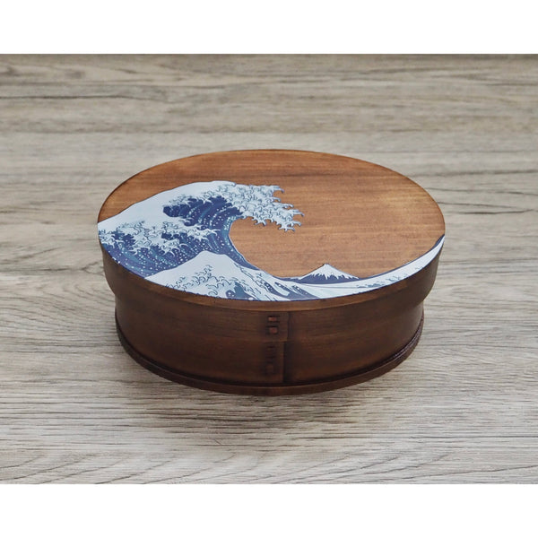 Wakacho Wooden Bento Box Great Wave Design Japanese Lunch Box 700ml