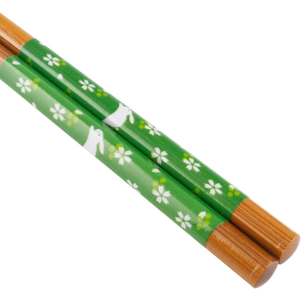Wooden Chopsticks Multicolor Rabbit Design 22.5cm (5 Pairs Set)