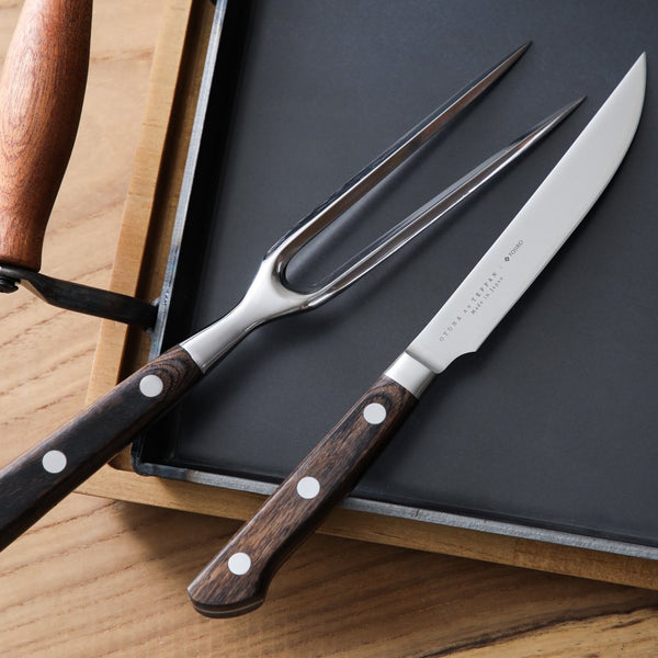 Wooden Handle Japanese Steak Knife & Carving Fork Set