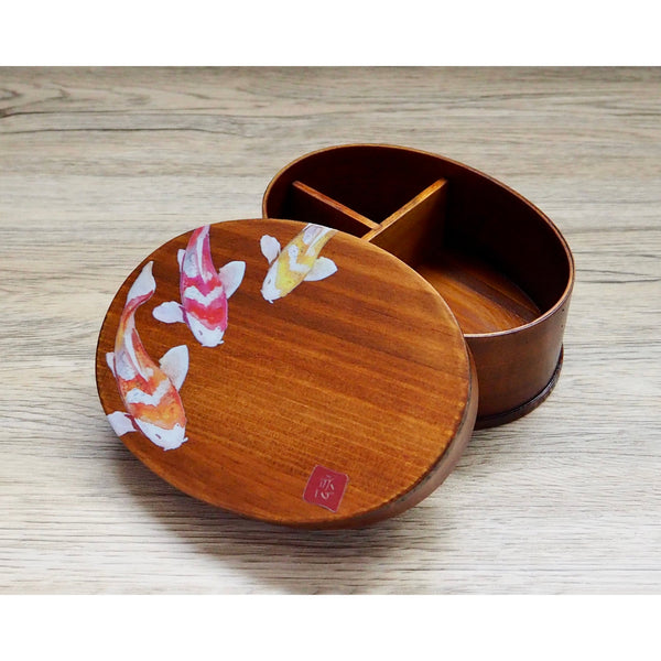 Wakacho Wooden Lacquer Bento Box Carp Design Japanese Lunch Box 700ml
