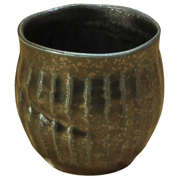 Rustic Teacup Handmade Minoware Porcelain Cup Brown & Silver