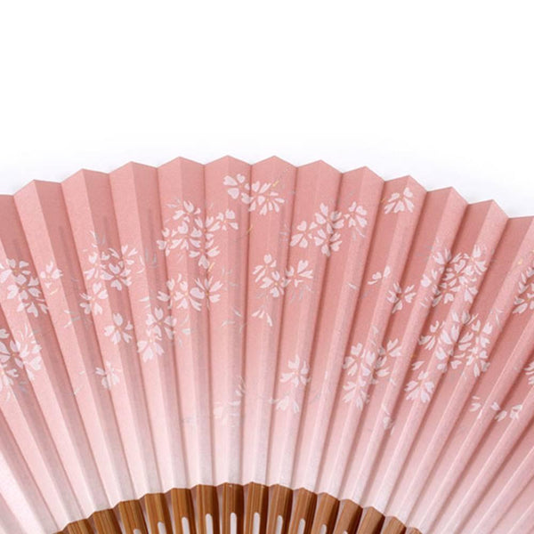 Yamani Sakura Cherry Blossom Design Pink Sensu Handheld Folding Fan 21.5cm