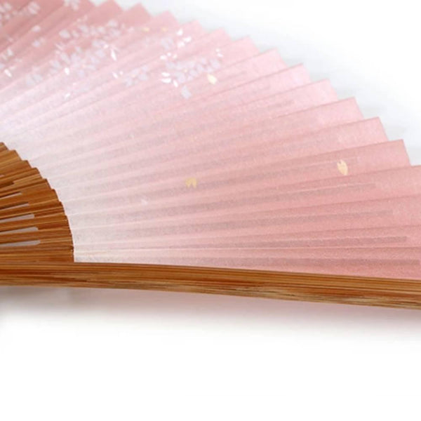 Yamani Sakura Cherry Blossom Design Pink Sensu Handheld Folding Fan 21.5cm