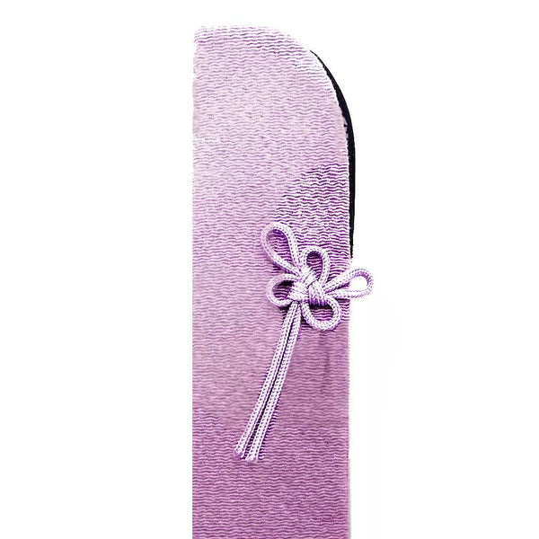 Yamani Purple Gradient Rayon Sensu Folding Fan Bag With Bow 22cm