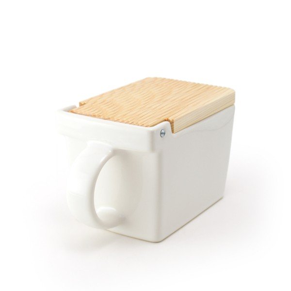 Zero Japan Salt Box Ceramic Kitchen Container White 420ml